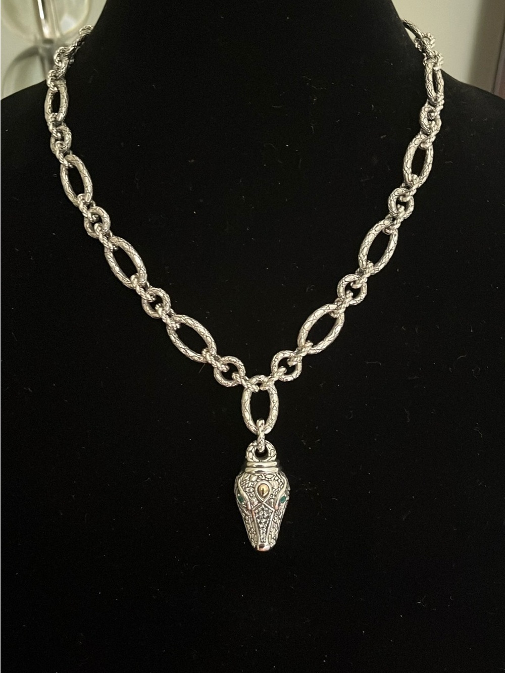 JAI Sterling & 14k Croco 20” link necklace